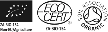 Organic Certification - Non EU, ZA-BIo and Soil Association logos